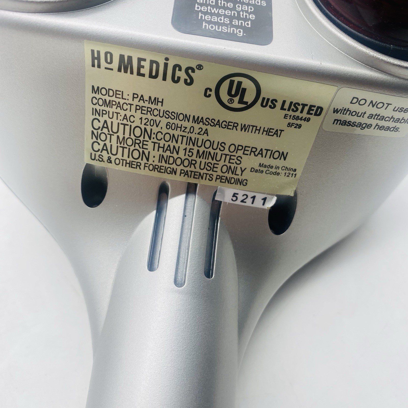 HoMedics Model PA-MH Compact Dual Head Percussion Massager With Heat Works