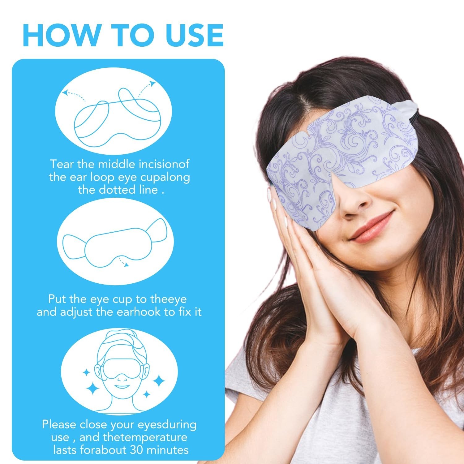 Steam Eye Masks Pack 48 Self Heated Warm Disposable for Dark Circles Puffy Eyes
