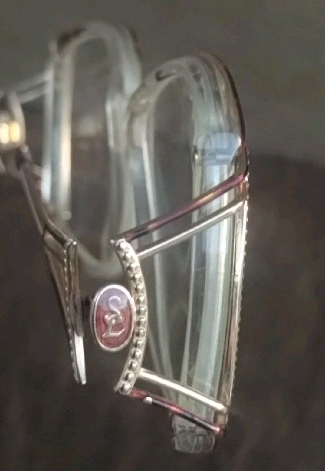 Saint Laurent SL Unknown Style Designer Eyeglasses..Red Wine And Champagne Color