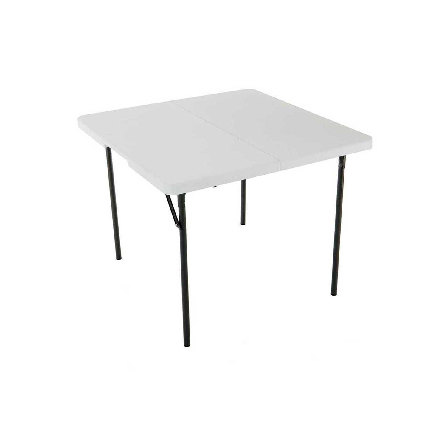 Lifetime 280228 37-Inch Square Fold-In-Half Table White Granite Top Gray Frame