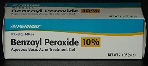 Perrigo 10% Benzoyl Peroxide Acne Treatment Gel 2.1 Ounce (Pack of 1), White