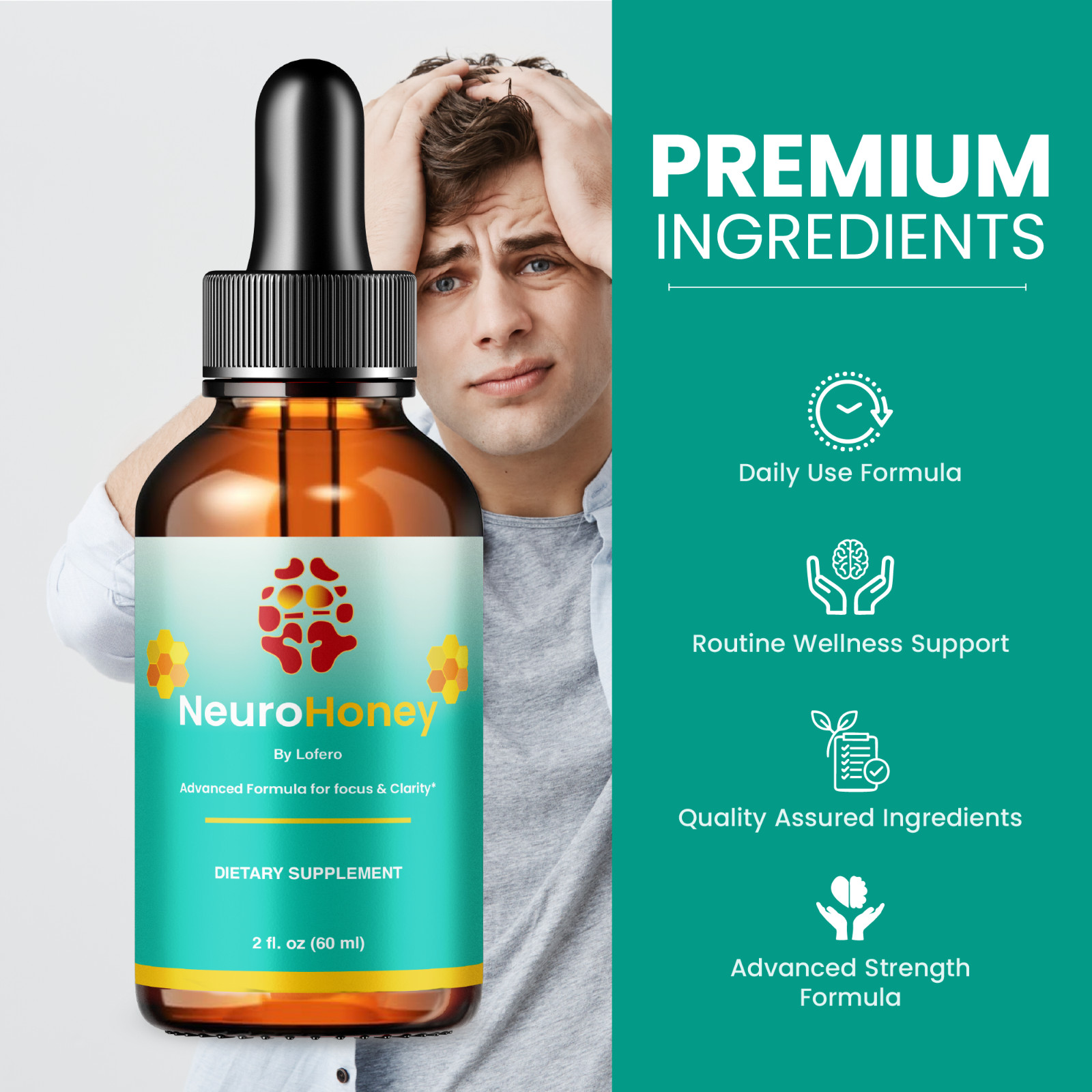 (3 Pack) Neuro Honey Blend Drops Memory Loss Brain Focus NeuroHoney (6 oz)