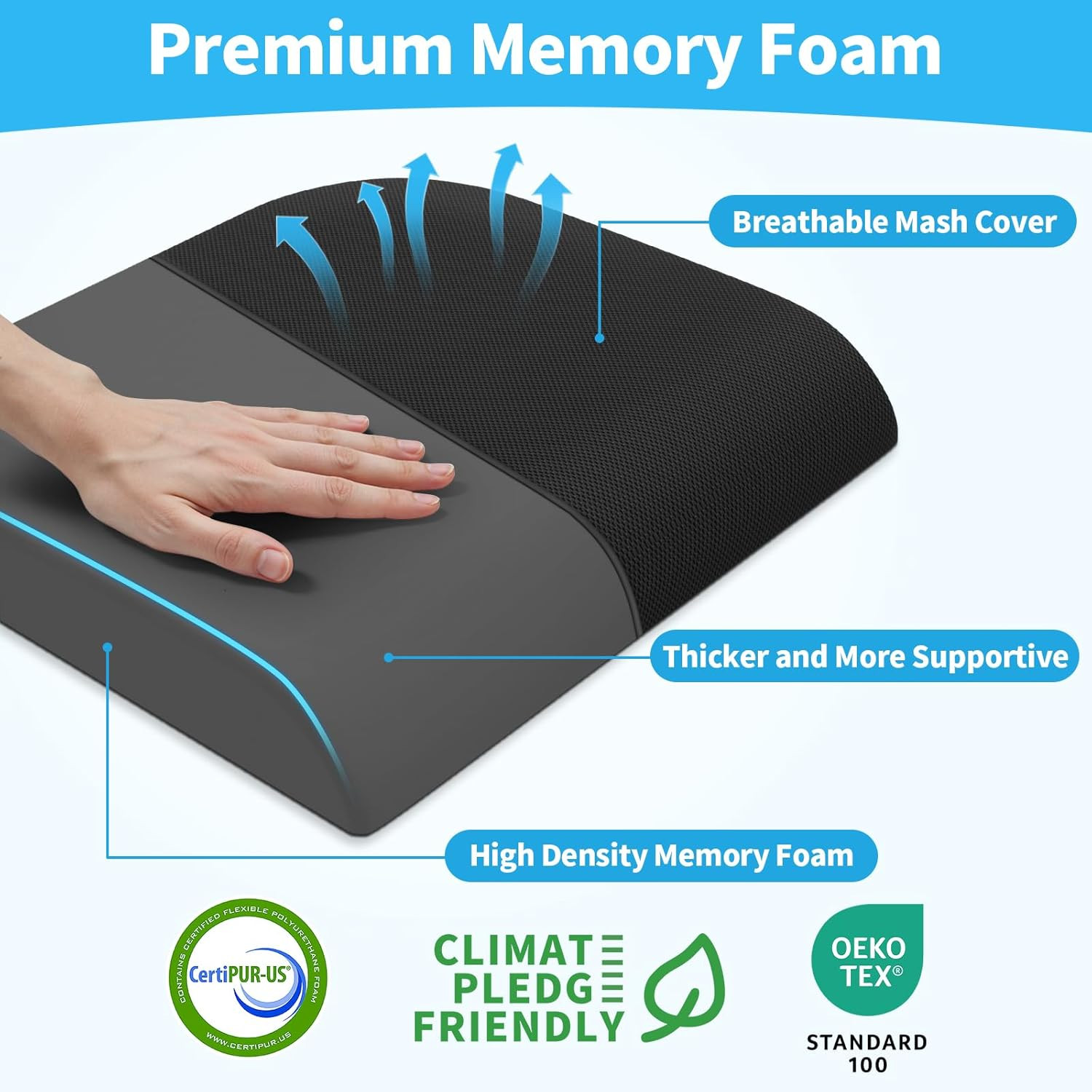 Tranquilrelax Large Seat Cushion, Memory Foam Cushion for Long Sitting Hours on