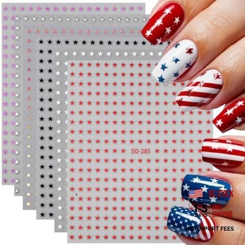 6 Sheets Mini Star Nail Art Stickers for Acrylic Colorful Small Star style 5