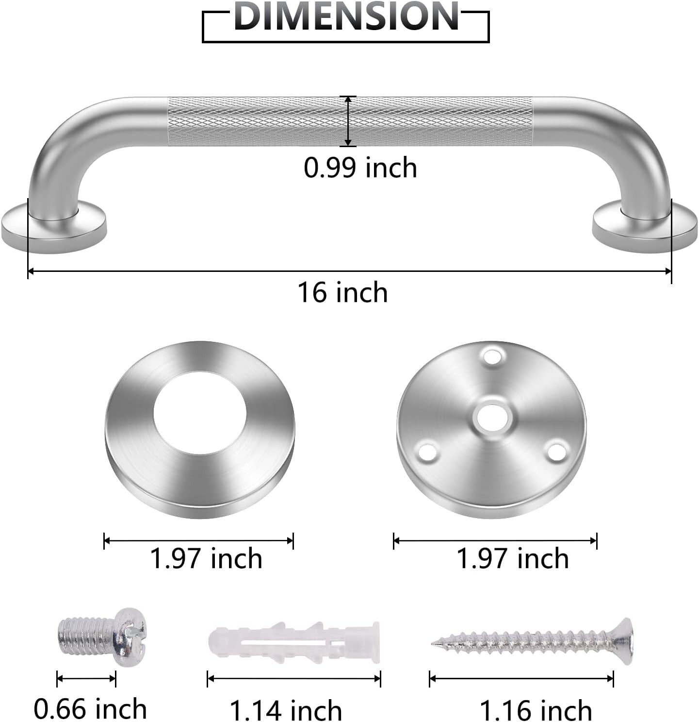 Paquete de 2 barras de apoyo de 40 cm para bañeras y duchas, antideslizantes, de