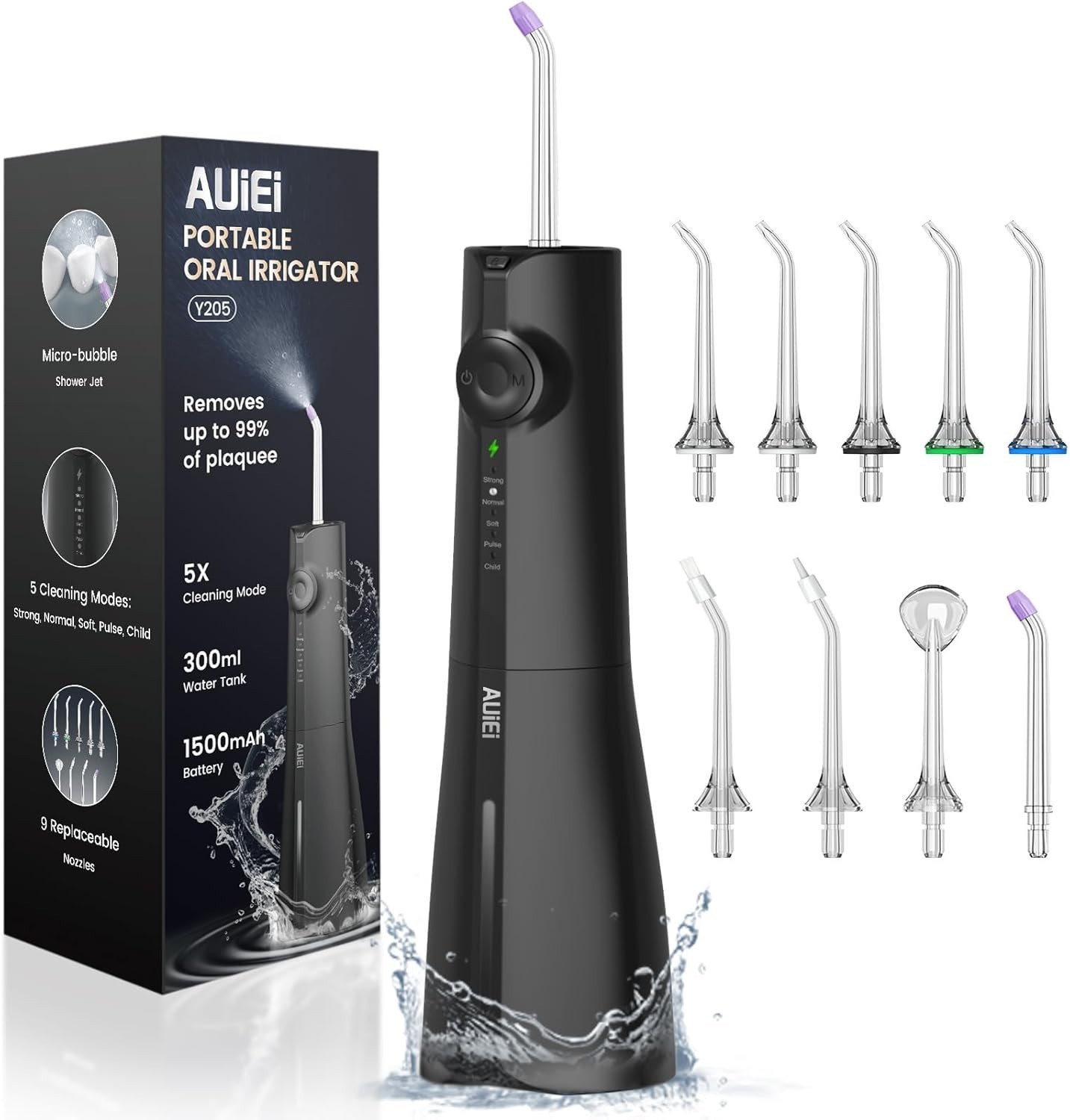 Water Flosser Teeth Pick: 9 Jet Tips Cordless Oral Irrigator with 300ML
