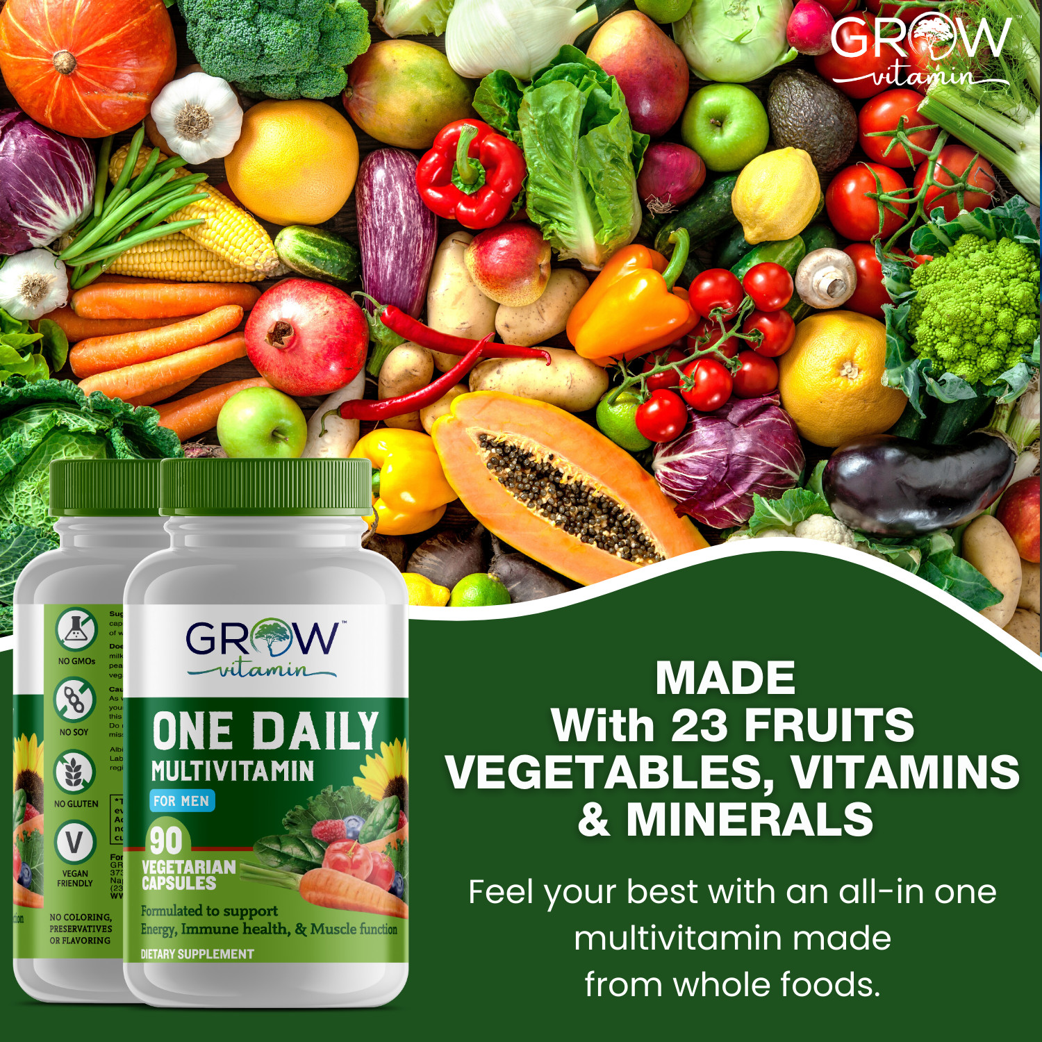 One Daily Multivitamin for Men 50+, Vitamins, Minerals, Organic Whole Foods, Non