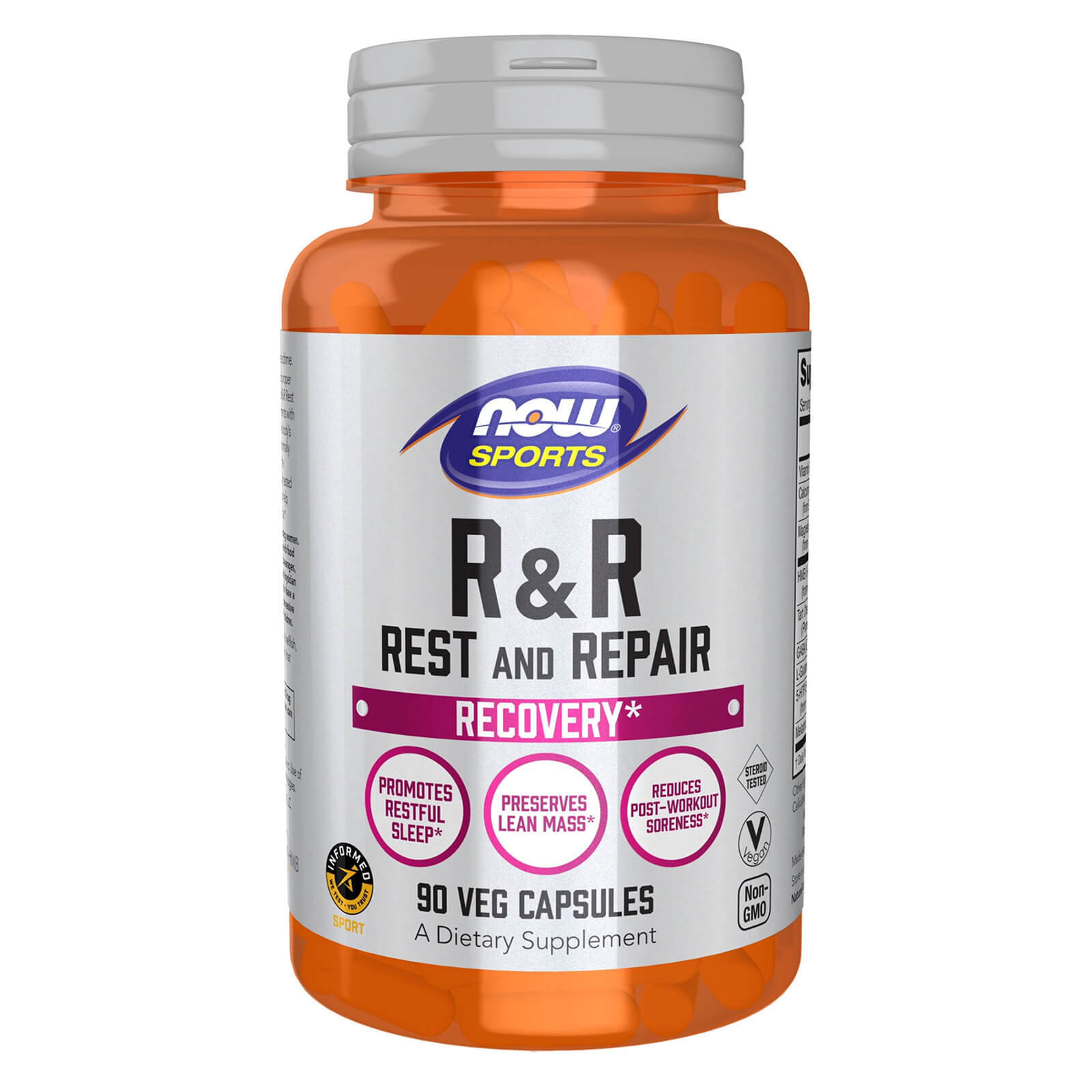 NOW R R Rest and Repair 90 Veg Caps, Promotes Restful Sleep*, Lean Mass, Vegan