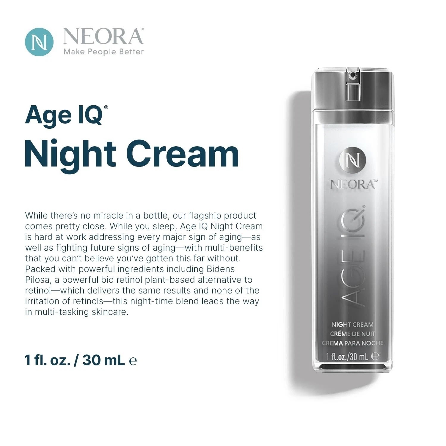 Neora Age IQ Night Cream 30ml Overnight Anti-Aging Moisturizer NEW🚚From USA🚚