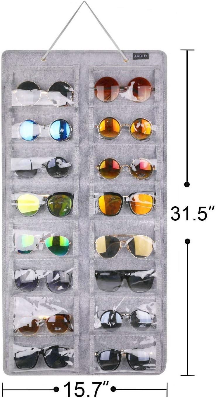 Sunglasses Organizer Storage, Hanging Dust Proof Wall Pocket Glasses Organize…