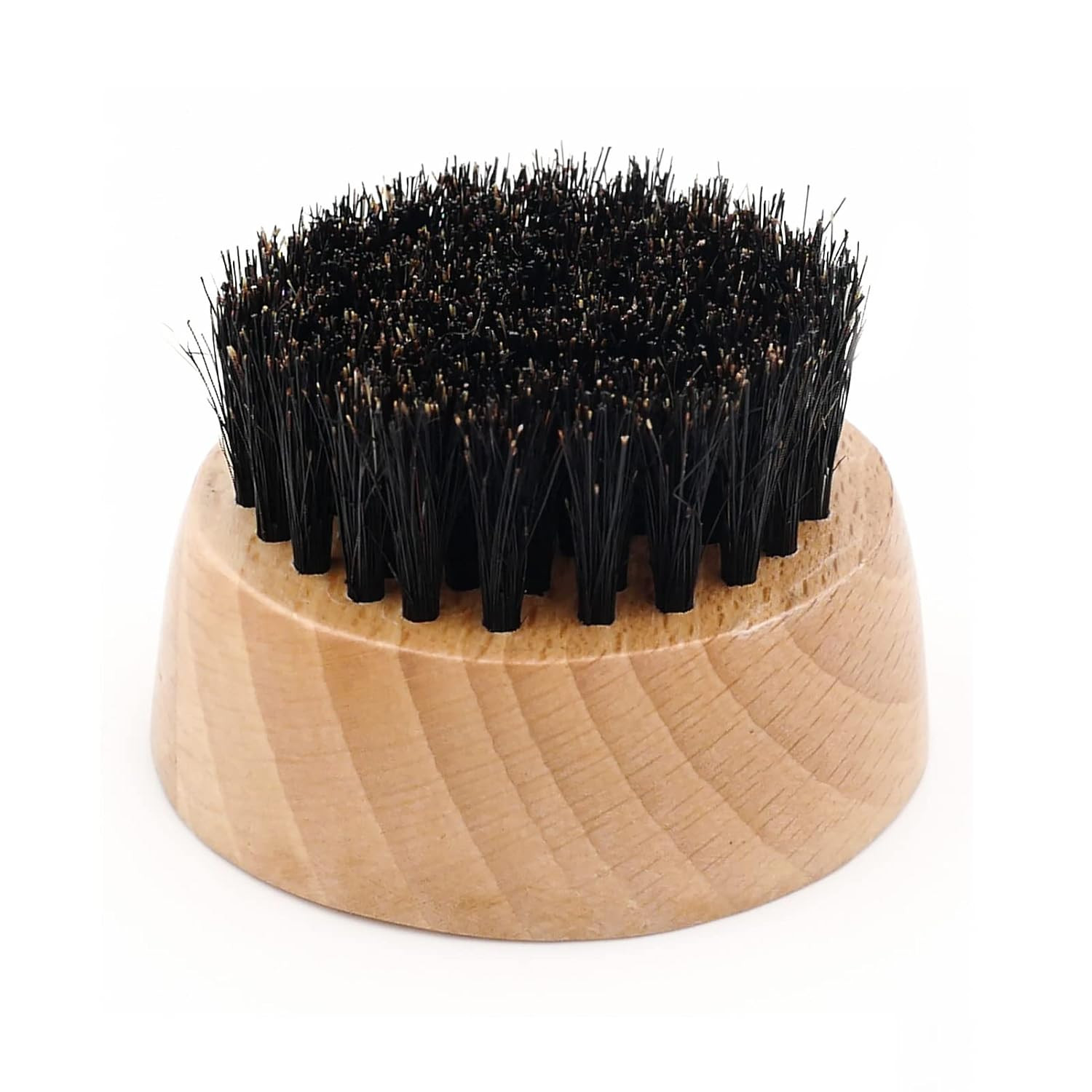 Small and round Beard Brush, Pocket Travel Men’S Wooden Boar Bristle Hair Beard