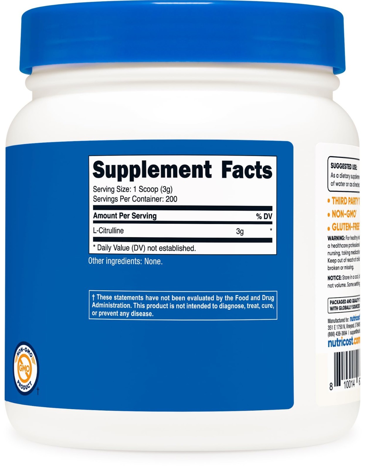 Pure L-Citrulline Powder 600g – Boost Energy, Enhance Performance, Muscle Suppor
