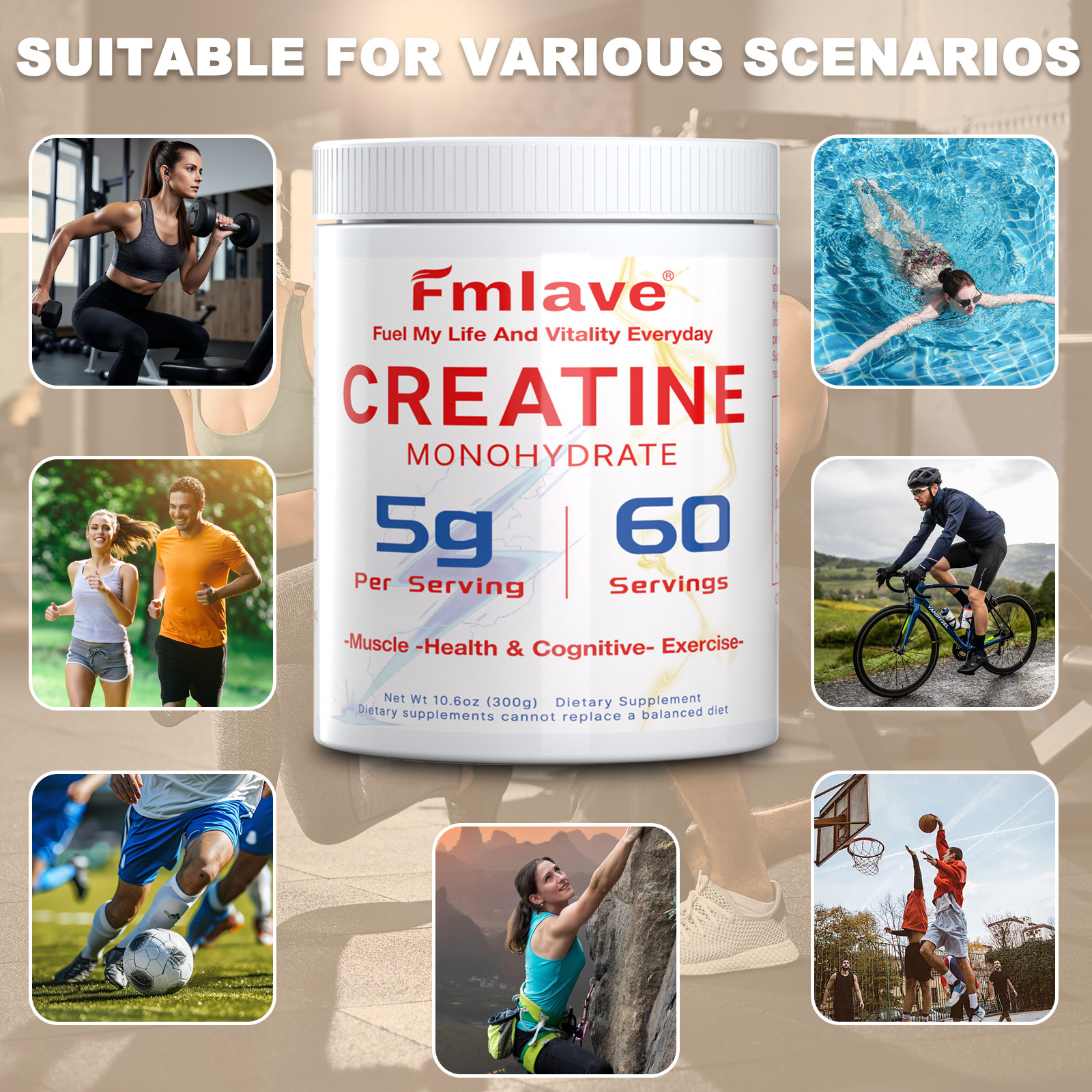 Creatine Monohydrate + Multi Collagen Powder for Women 60 Servings Glute Builder