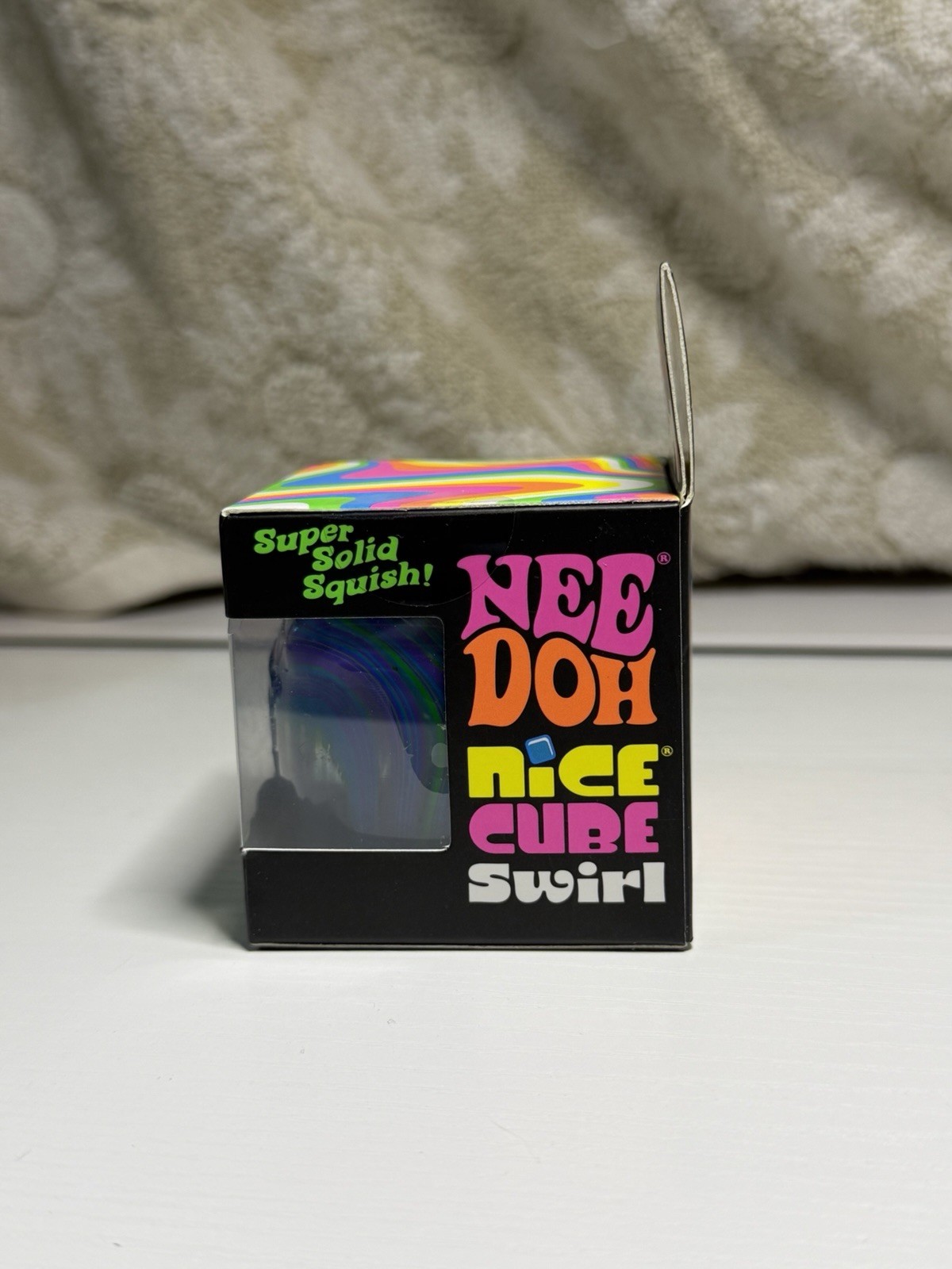 Nee Doh Nice Cube Swirl Super Solid Squish Squeeze Ball Multicolor