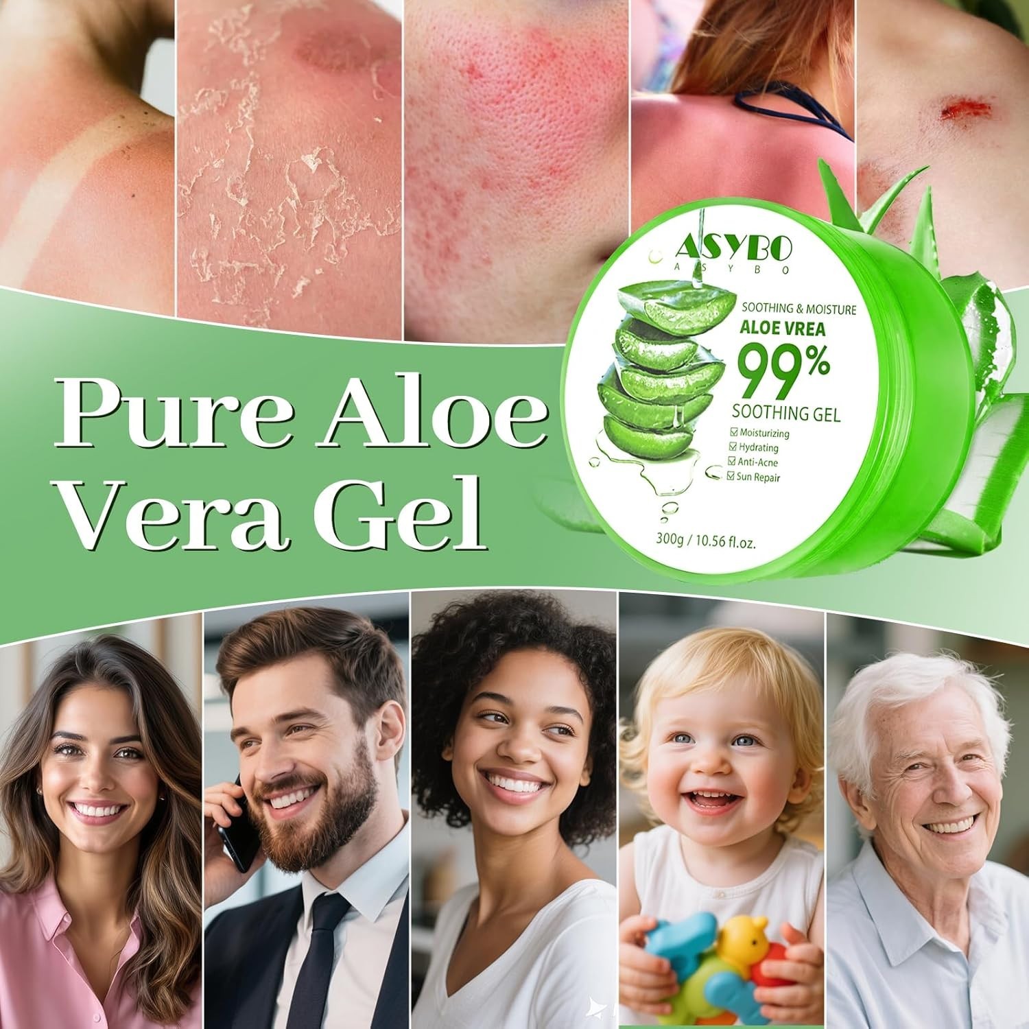 Aloe Vera Gel | 100% Pure Natural Aloe Gel | For Moisturizing Face Skin & Hair