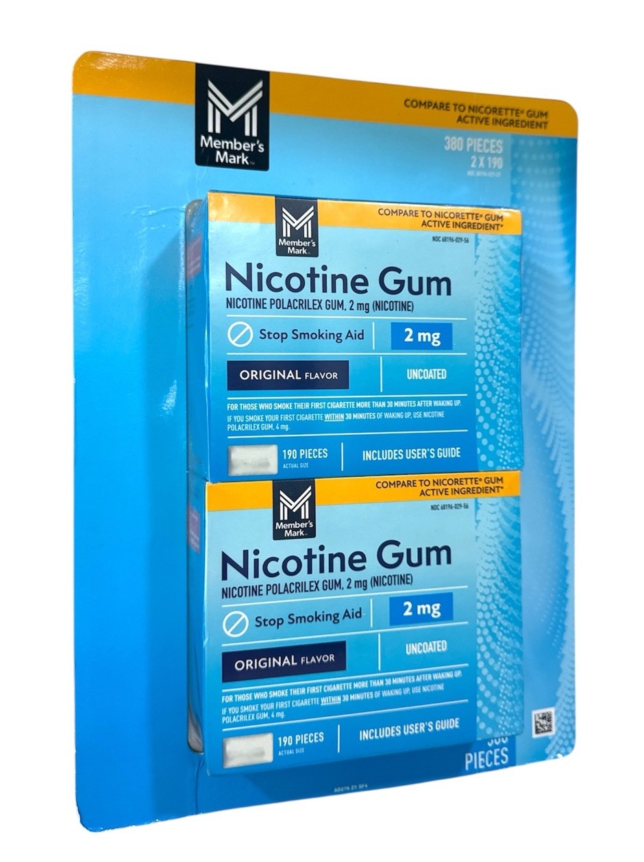 Members Mark Nicotine Gum Original Flavor 2mg 380 Pieces EXP 08/2026