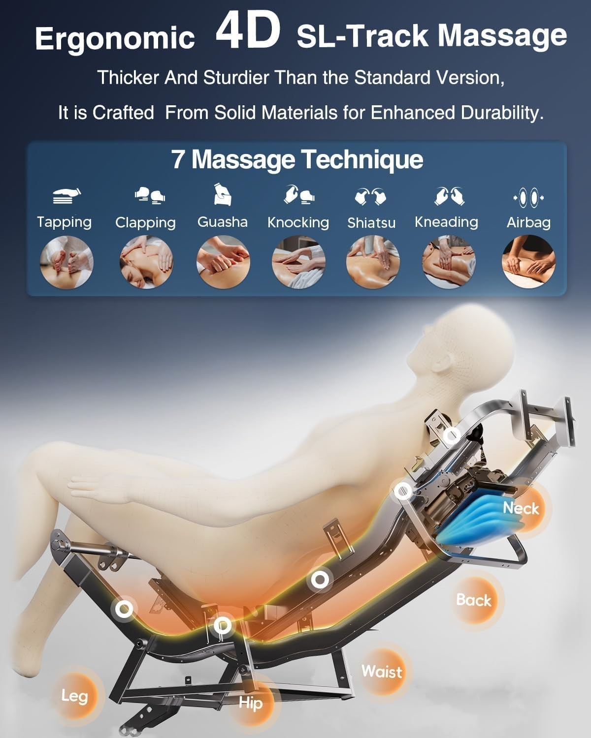 2026 4D Massage Chair Full Body, 24 Modes Zero Gravity SL-Track Shiatsu Recliner