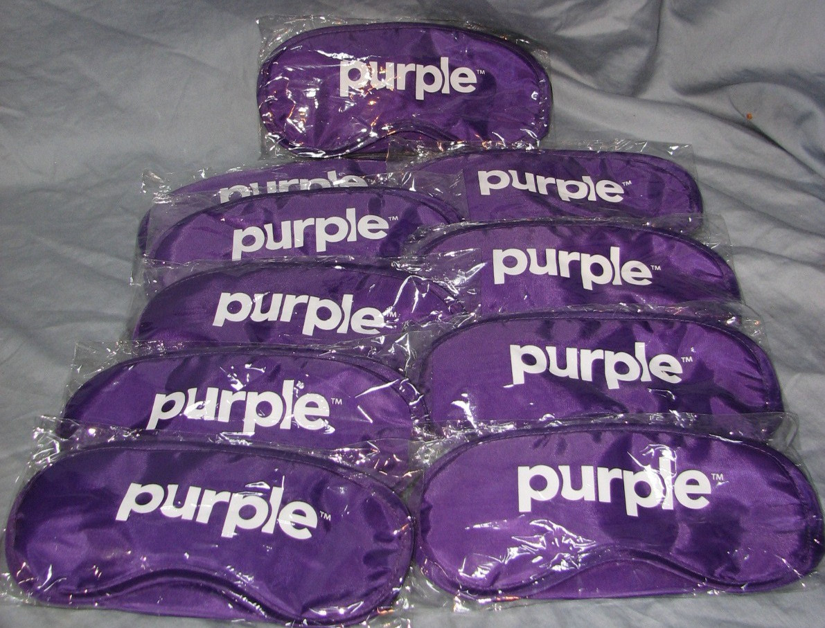 10 Lot Purple Mattress Branded Eye Mask Promo Sealed Original Packaging FRE SHIP