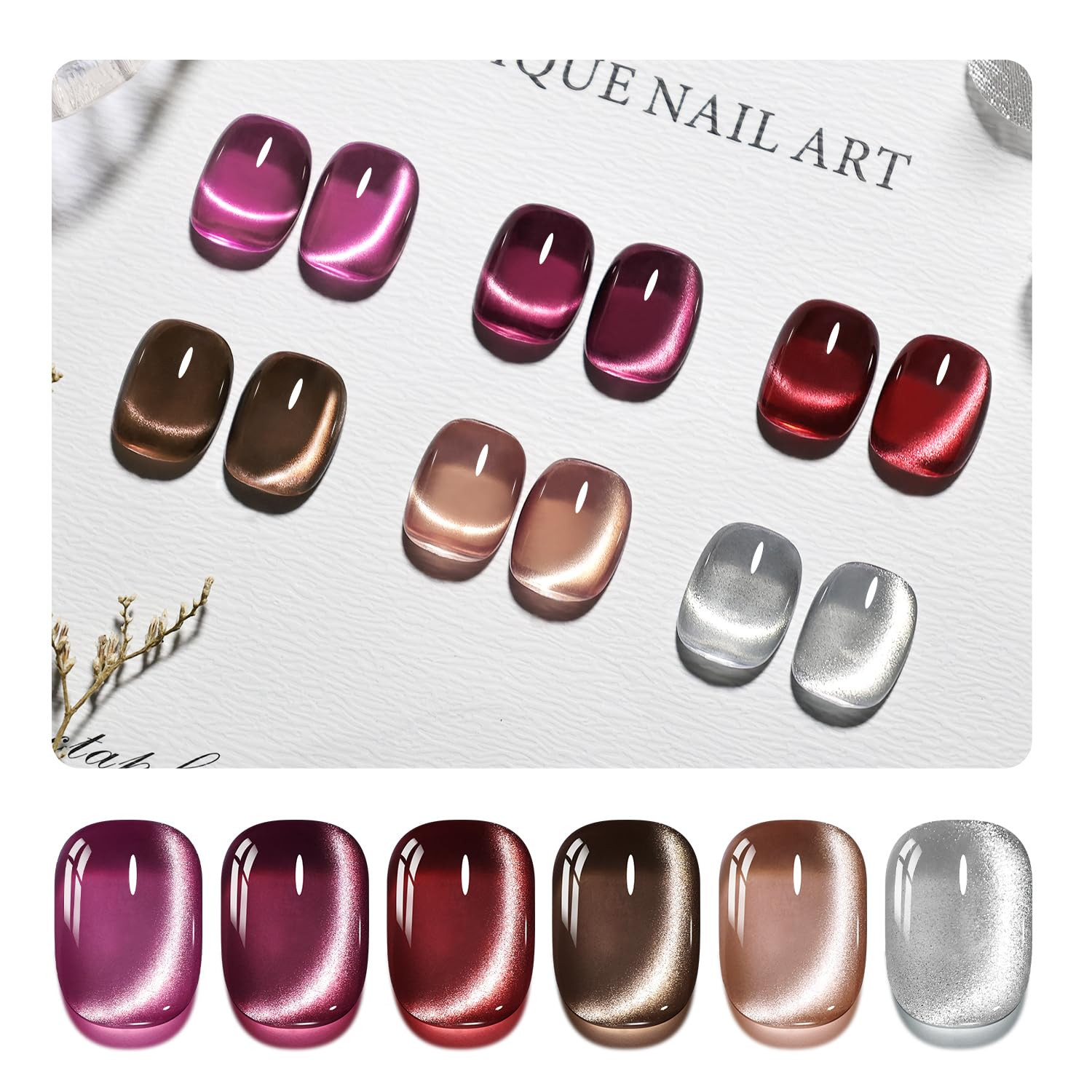 Moonlight Silver Cat Eye Gel Nail Polish,16.5Ml Glassy Holographic Silver Cat Ey