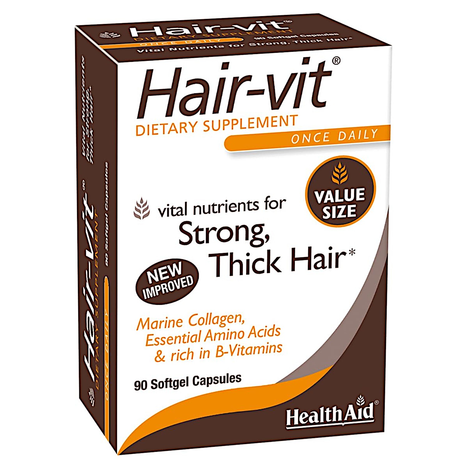 Hair-vit,Once Daily,4Strong,Thick&Shiny Hair,B-Vitamins+Amino Acids,90Caps