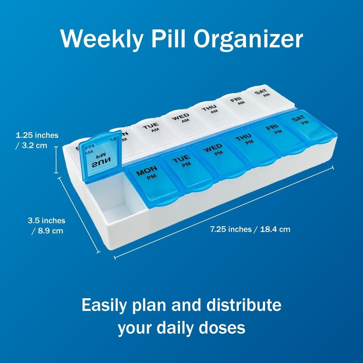 Pastillero Grande Para 7 Días, 2 Veces Al Día, Am, Pm, Pastillero Semanal