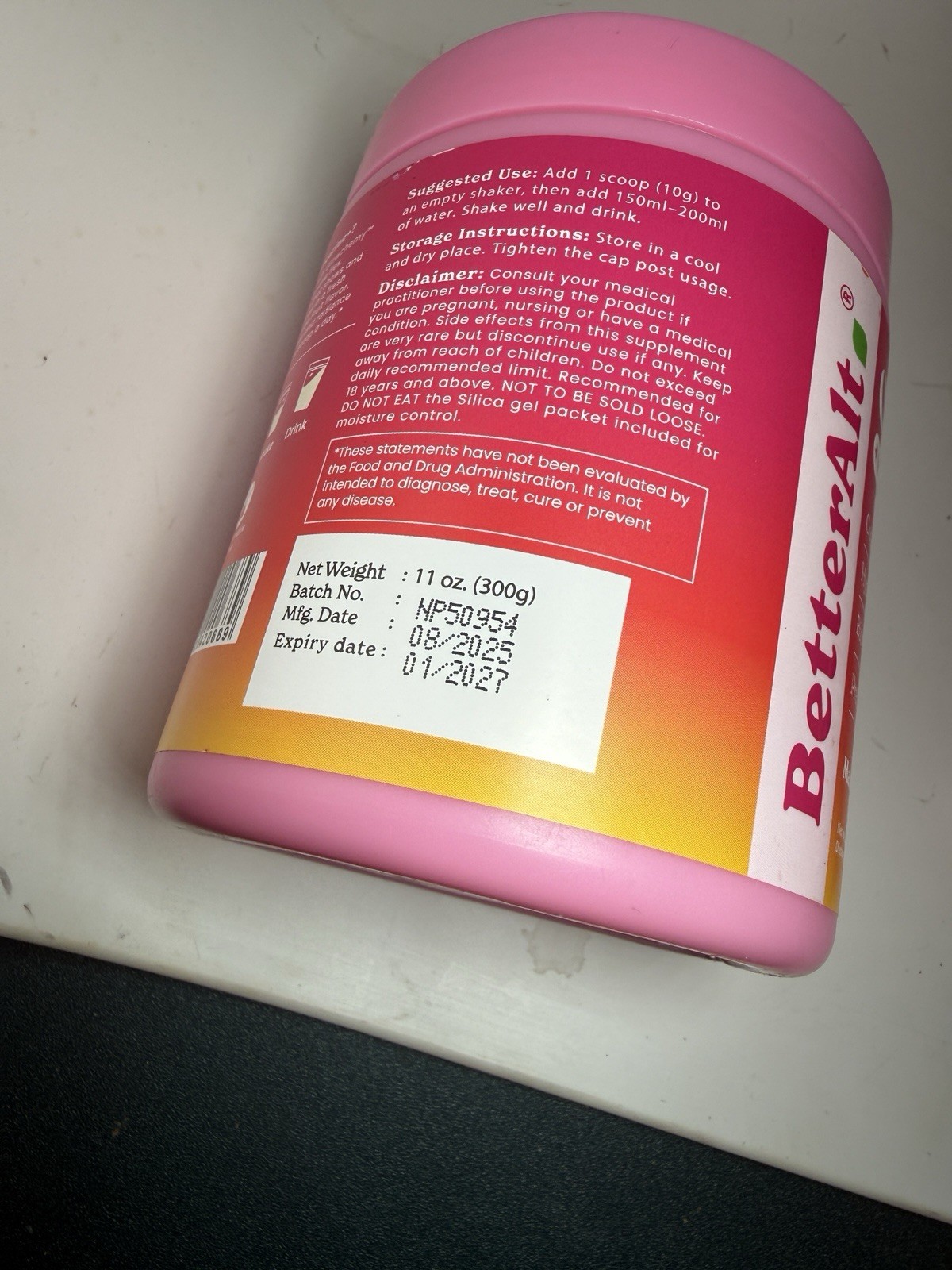 BetterAlt Creatine+ Collagen Booster Powder Mango passion & Kaboom drops