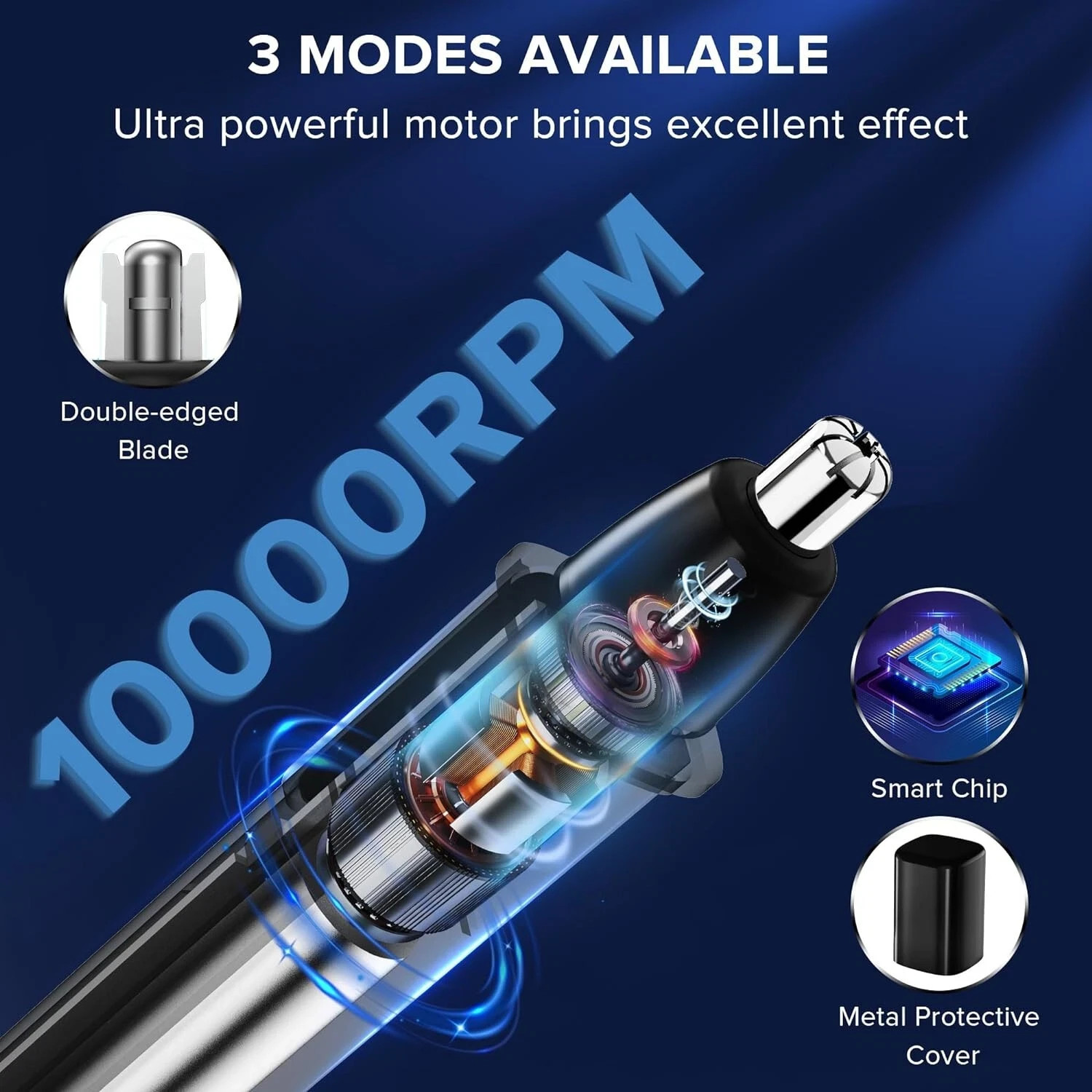Ear and Nose Hair Trimmer with LED Display USB Rechargeable Nose Hair Remover