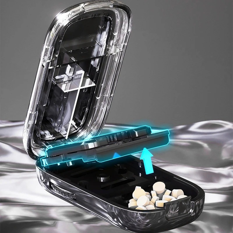 Adjustable Precise Pill Cutter Storage Box Portable Drug Tablet Medicine Dust US
