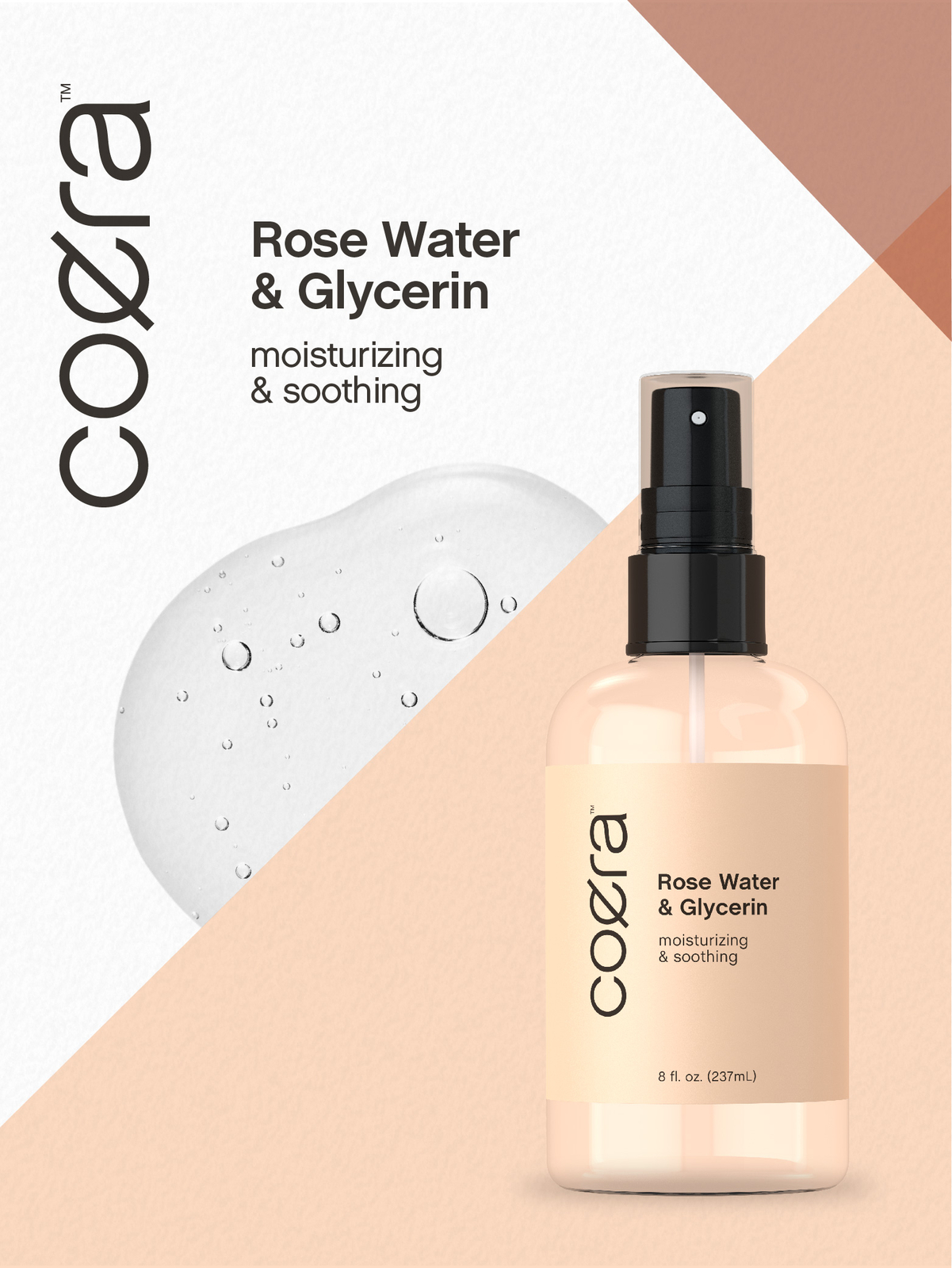 Rose Water & Glycerin | 8 fl oz | Moisturizing & Soothing Spray | by Coera