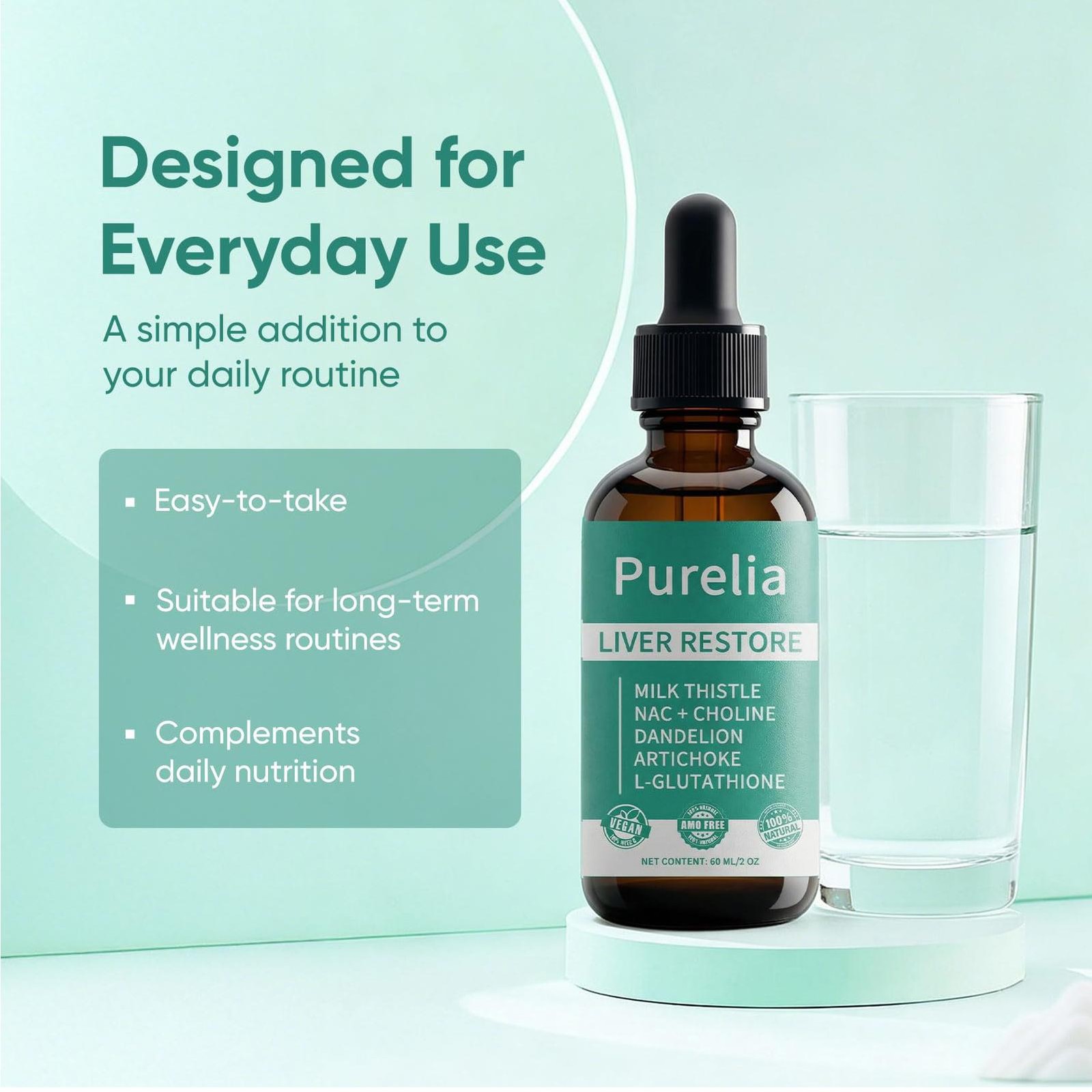 Purelia Liver Restore, Complete Liver Support Supplement With Milk Thistle 60ml