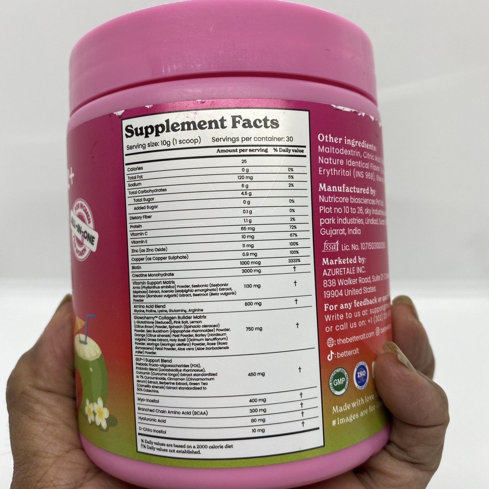 BetterAlt Creatine+ Glowchemy Coco Lychee Women’s Creatine Powder 300g
