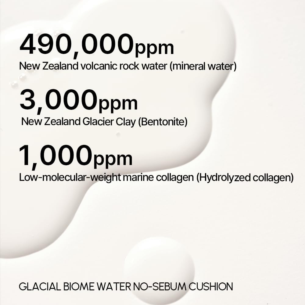 Glacial Biome Water No-Sebum Cushion 0.35 Fl Oz / 10g Hydrating & Oil-Control