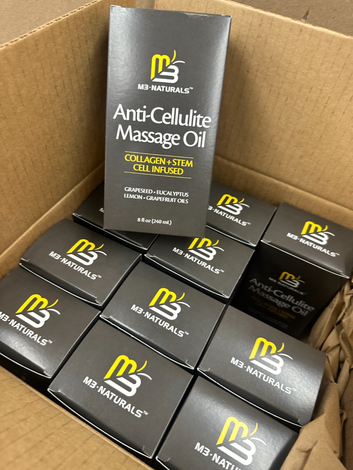 12 M3 Naturals Anti Cellulite Massage Oil Collagen Stem Cell Infused 2028
