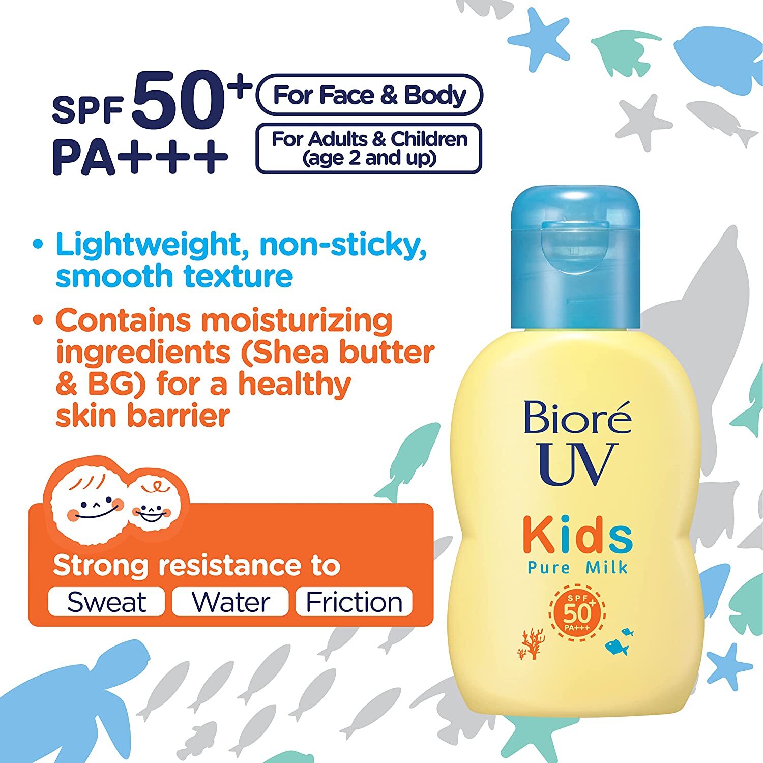 [US Seller] Biore UV kids Pure Milk Sunscreen 70ml SPF50+ PA+++ Japan
