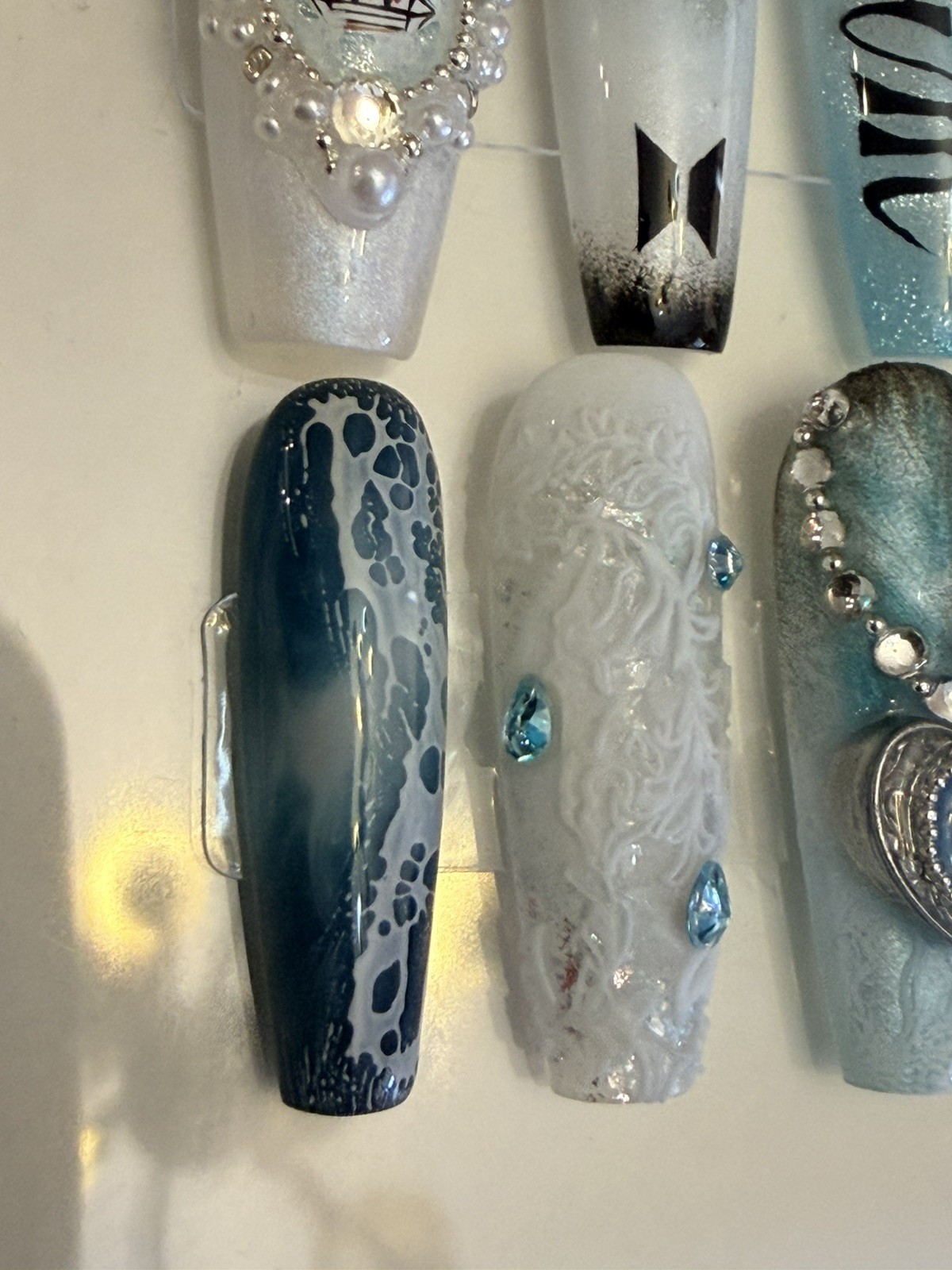 Handmade unique BTS Arirang SWIM blue theme Press On Nails JK V Suga rm jhope w
