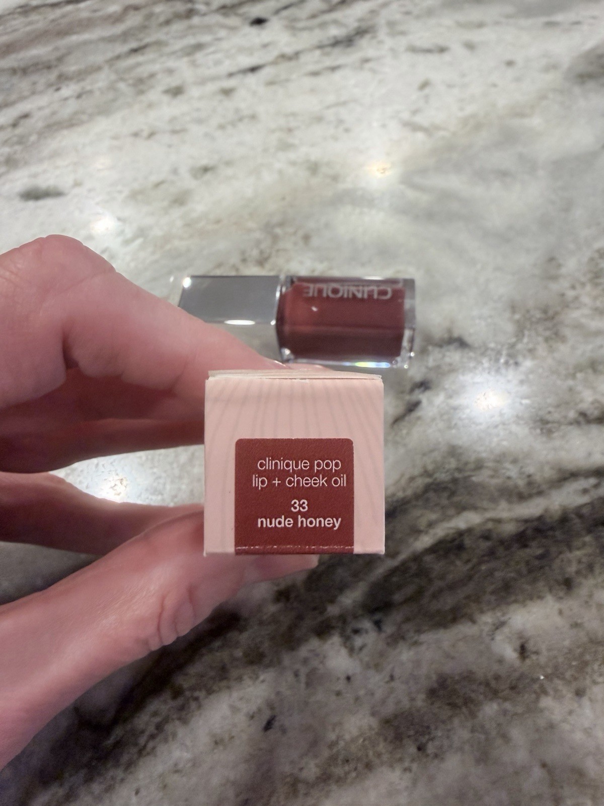 Clinique Pop Lip + Cheek Oil Lip Oil 33 Nude Honey Shine Glossy 0.24 fl oz