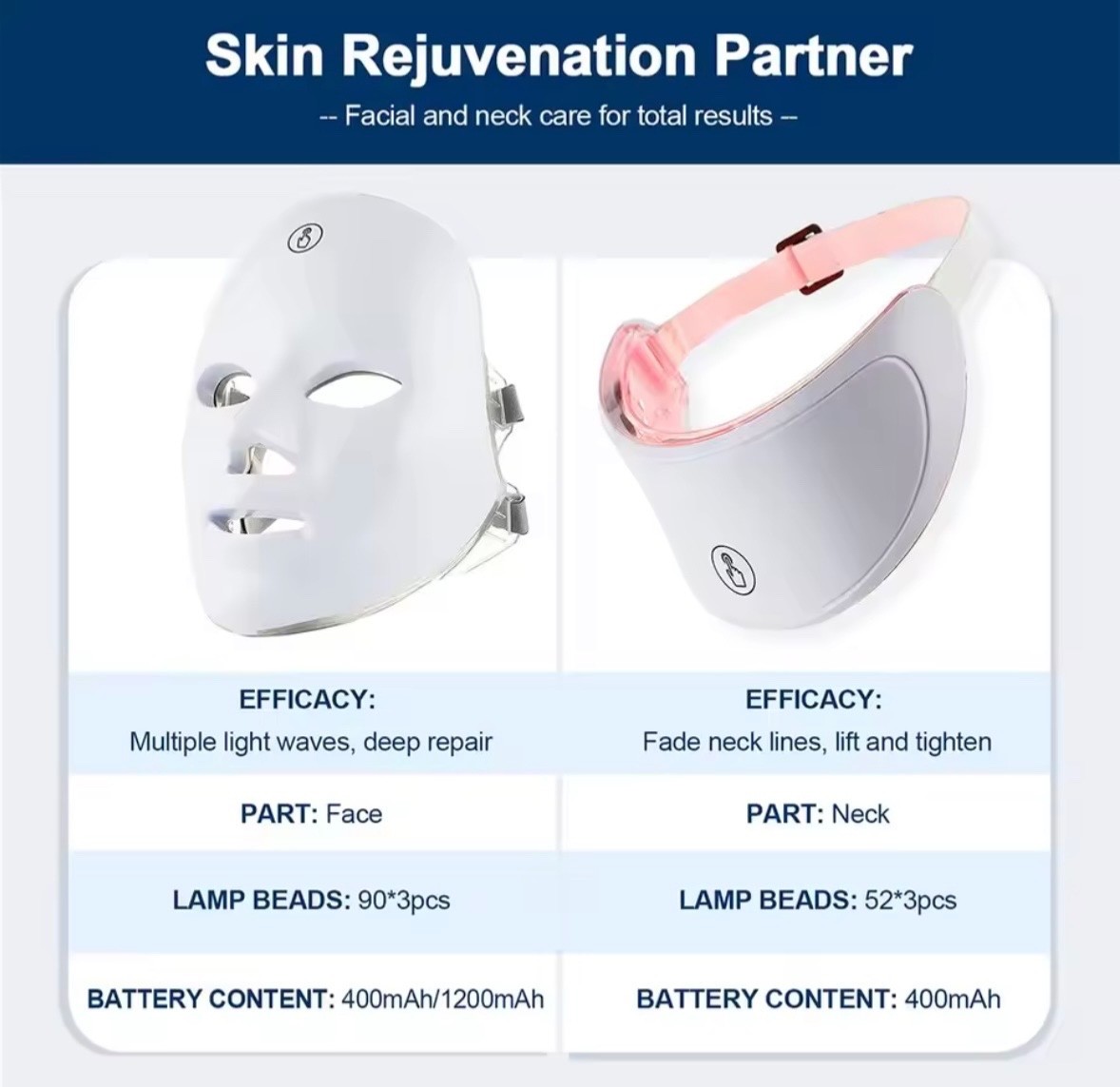 7 Colors Led Facial Mask With Neck Red Light