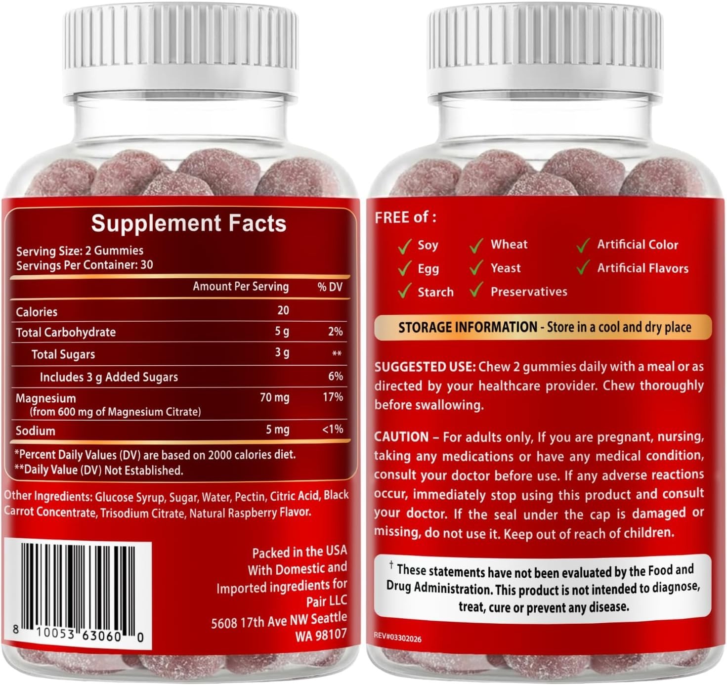 Vitboost Magnesium Citrate Gummies 600mg – 60 Count