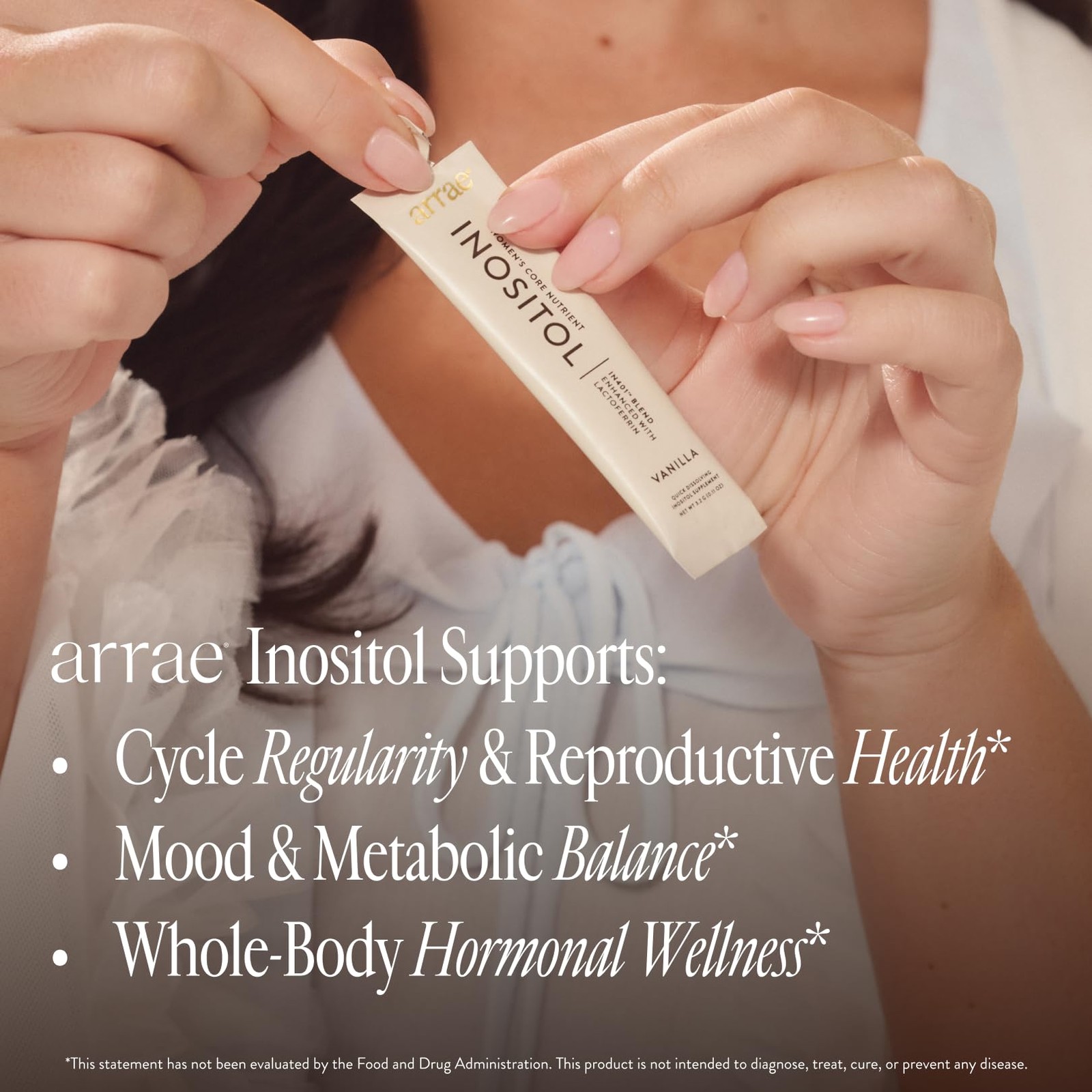 Inositol Supplement Women Hormonal Balance 30 Pack 3.39oz Arrae Supports Healthy