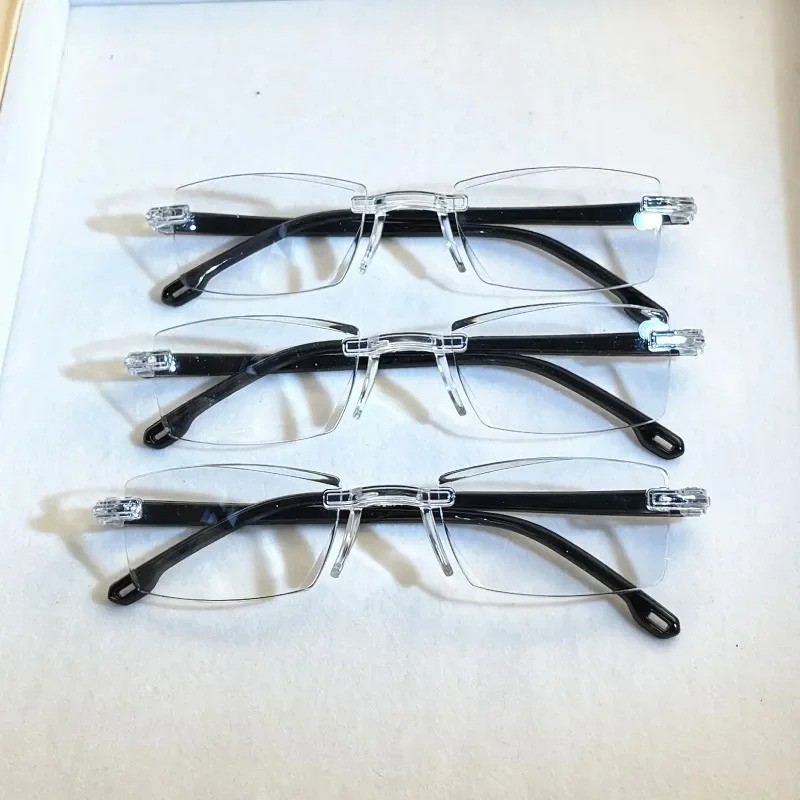 1 PK Mens Rectangular Rimless Blue Light Blocking Reading Glasses Unisex Readers