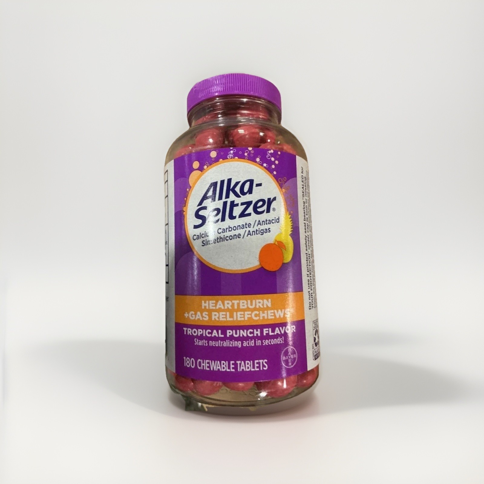 Alka-Seltzer HEARTBURN + GAS RELIEF 180 chewable tablets Tropical Punch 04/2026