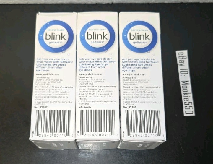 EXP 03/2026+! 3 Lot BLINK Gel Tears MODERATE SEVERE Eye Drops 0.34 OZ 10mL