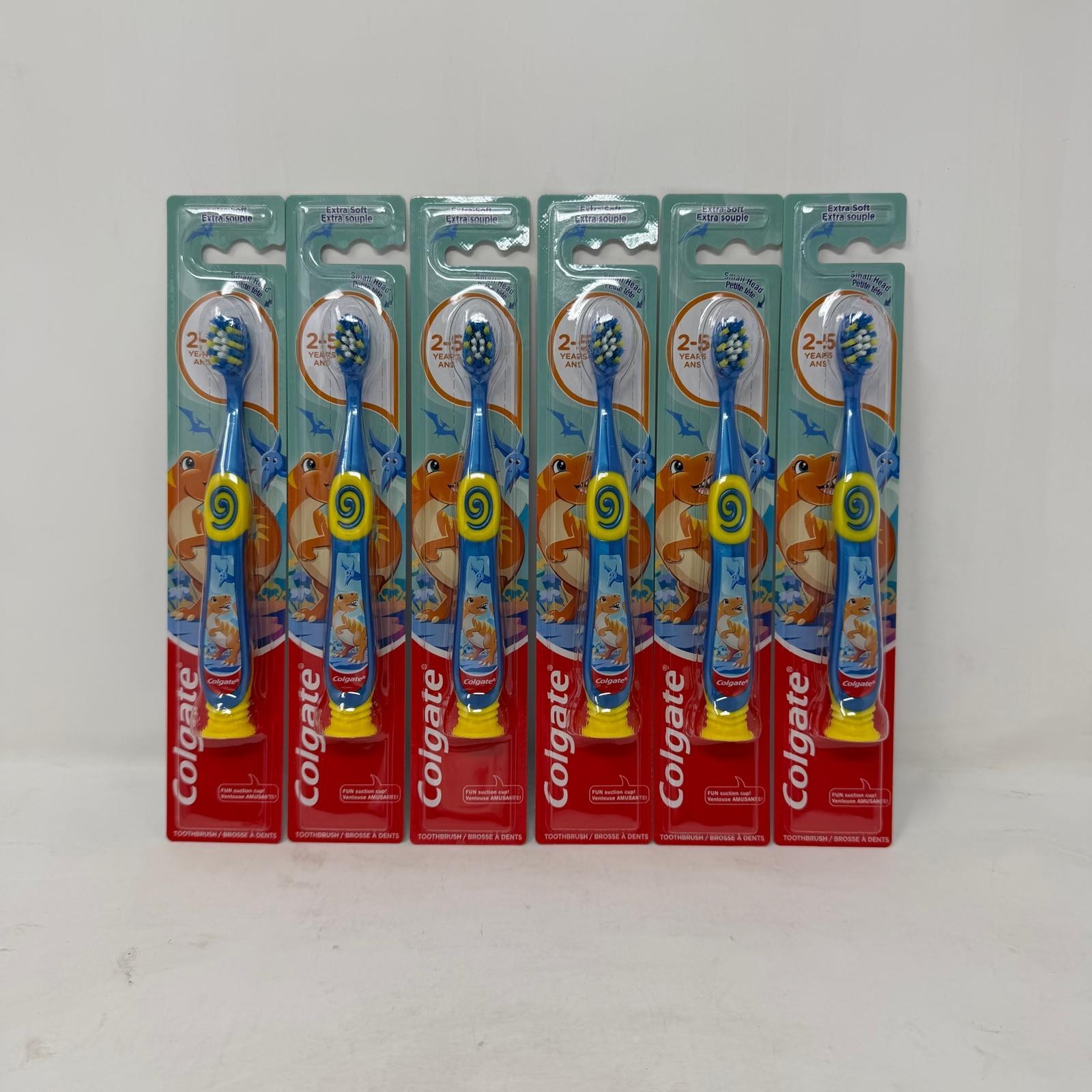 6 Pack – Colgate Kids Toothbrush, Extra Soft Bristles, Ages 2-5 Years, Dinosaur