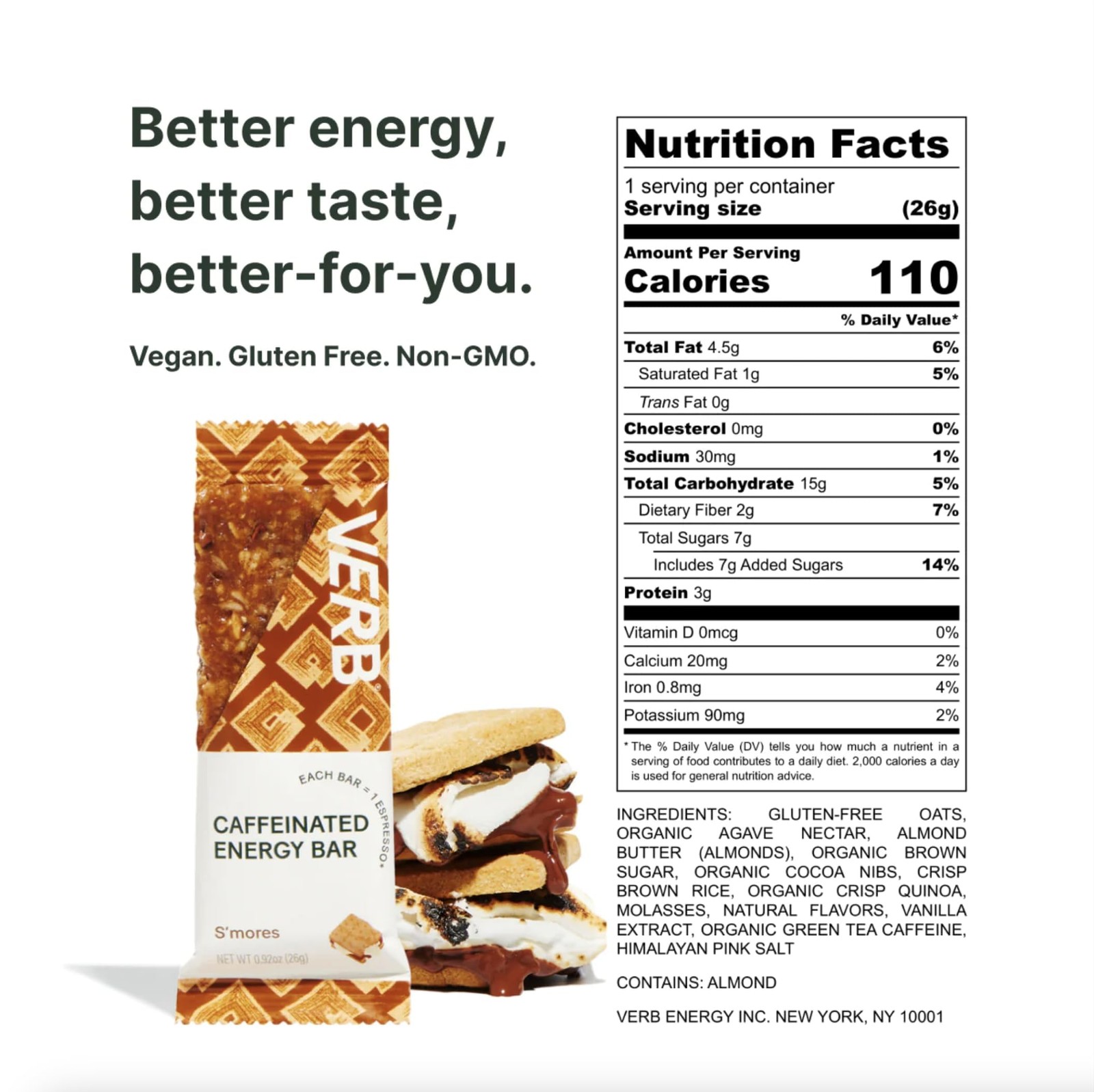 Verb Caffeinated Energy Bars Variety Pack – 2 Delicious 16 Count (Pack of 1)