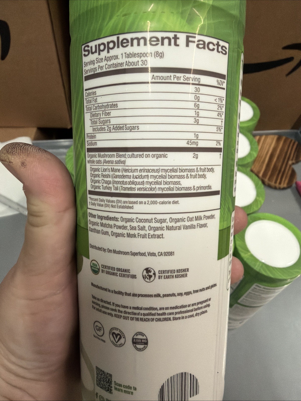 Om Mushroom Superfood Matcha Latte Blend Mushroom Powder, 8.47 Ounce. 05/26