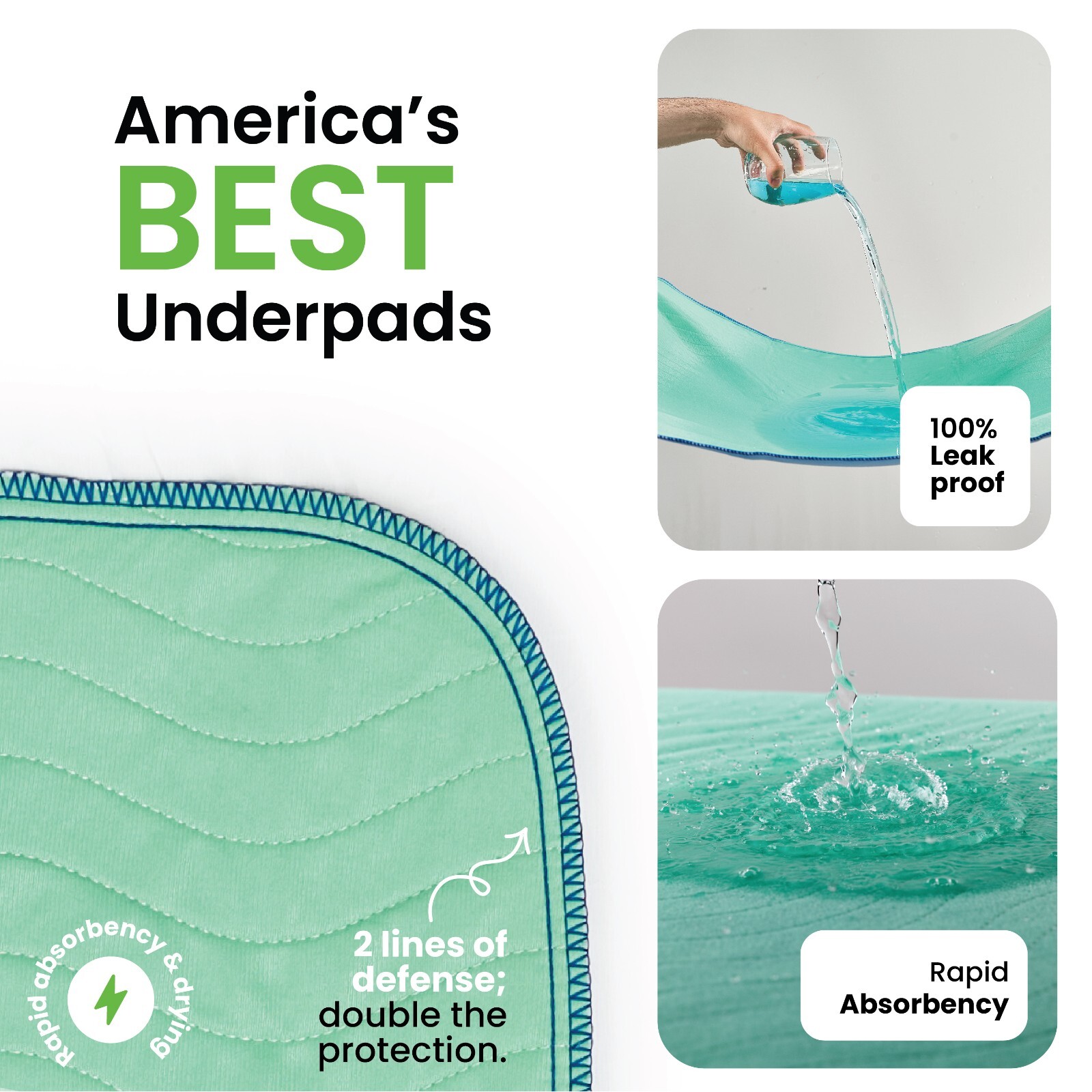 Reusable Underpads Washable Incontinence Waterproof bed pet pads 34″x36″ chux