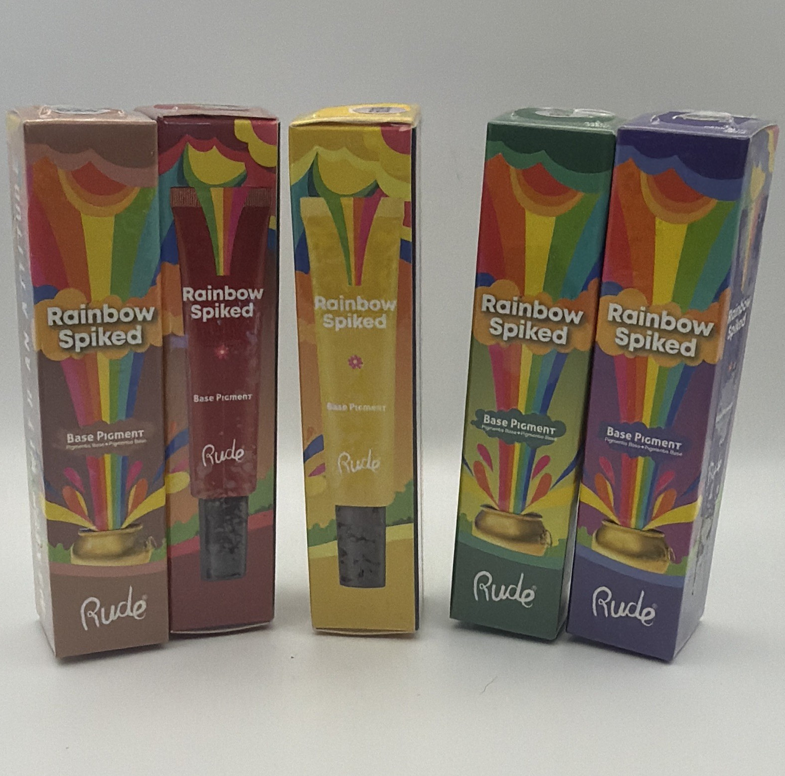 Rude Rainbow Spiked Base Pigment Face Primer bundle of 5 Single Assorted Colors