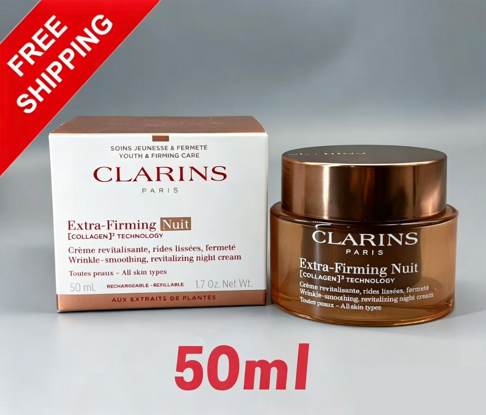 Clarins Extra-Firming Nuit Wrinkle-Smoothing, revitalizing night cream 50ml