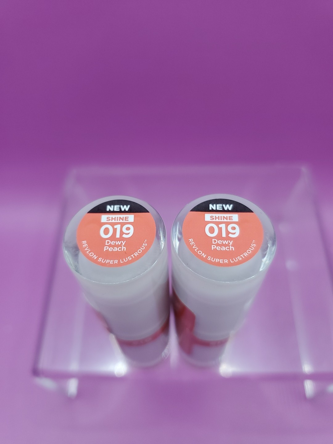 2 Pack Revlon Super Lustrous Glass Shine Lipstick 019 Dewy Peach New Sealed