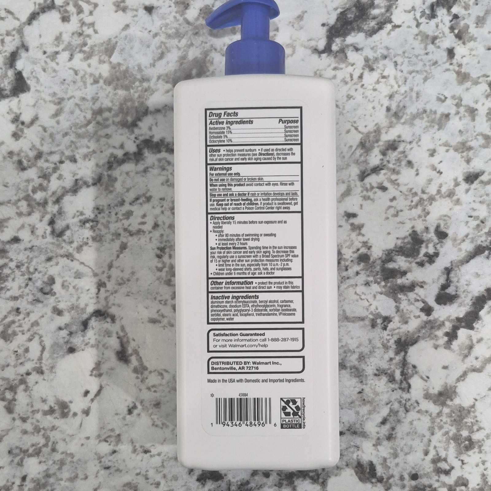 Equate Sport Sunscreen SPF 50 Broad Spectrum Paraben-Free Waterproof 32 fl oz